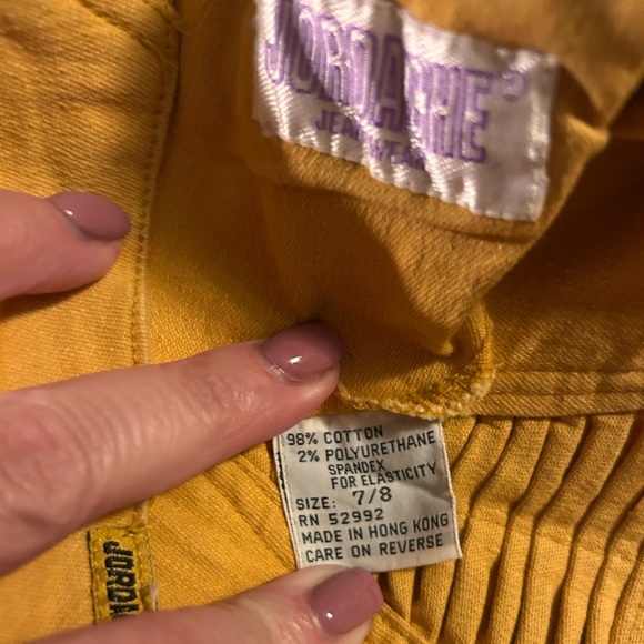 Vintage 90s Jordache Yellow High-Waisted Stretch Denim Shorts Juniors Size 7/8 - Picture 8 of 9
